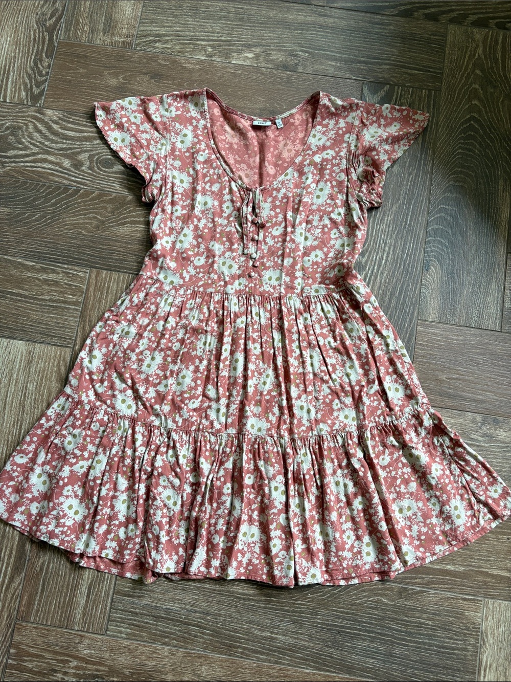 True Craft Dusty Rose Floral Flowy Midi Dress